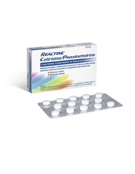 Reactine plus 14 comprimidos