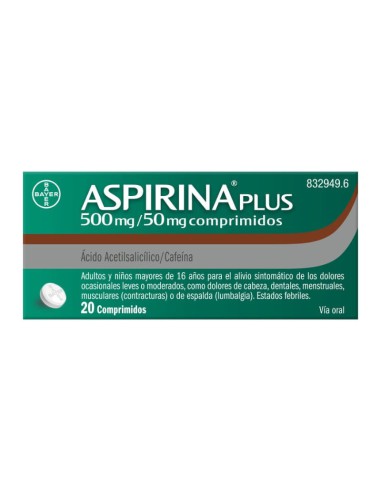 Aspirina Plus 500/50 mg 20 comprimidos