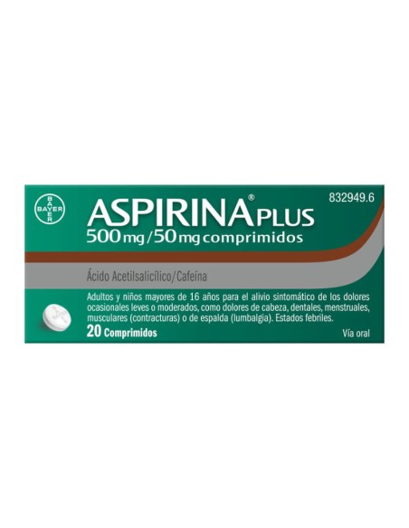 Aspirina Plus 500/50 mg 20 comprimidos