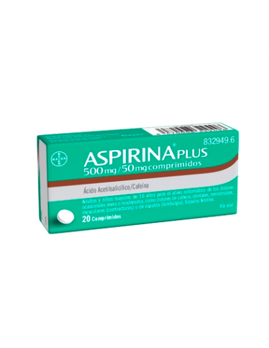 Aspirina Plus 500/50 mg 20 comprimidos